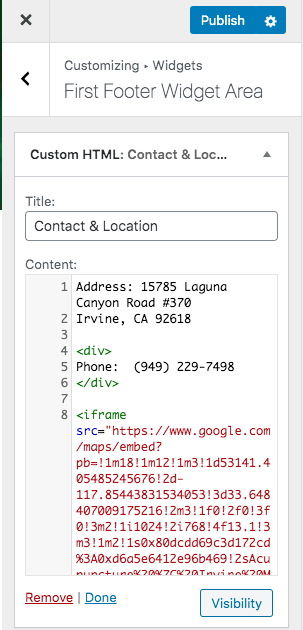 Adding the NAP in HTML