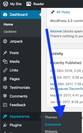 Where WordPress Settings Customize Is