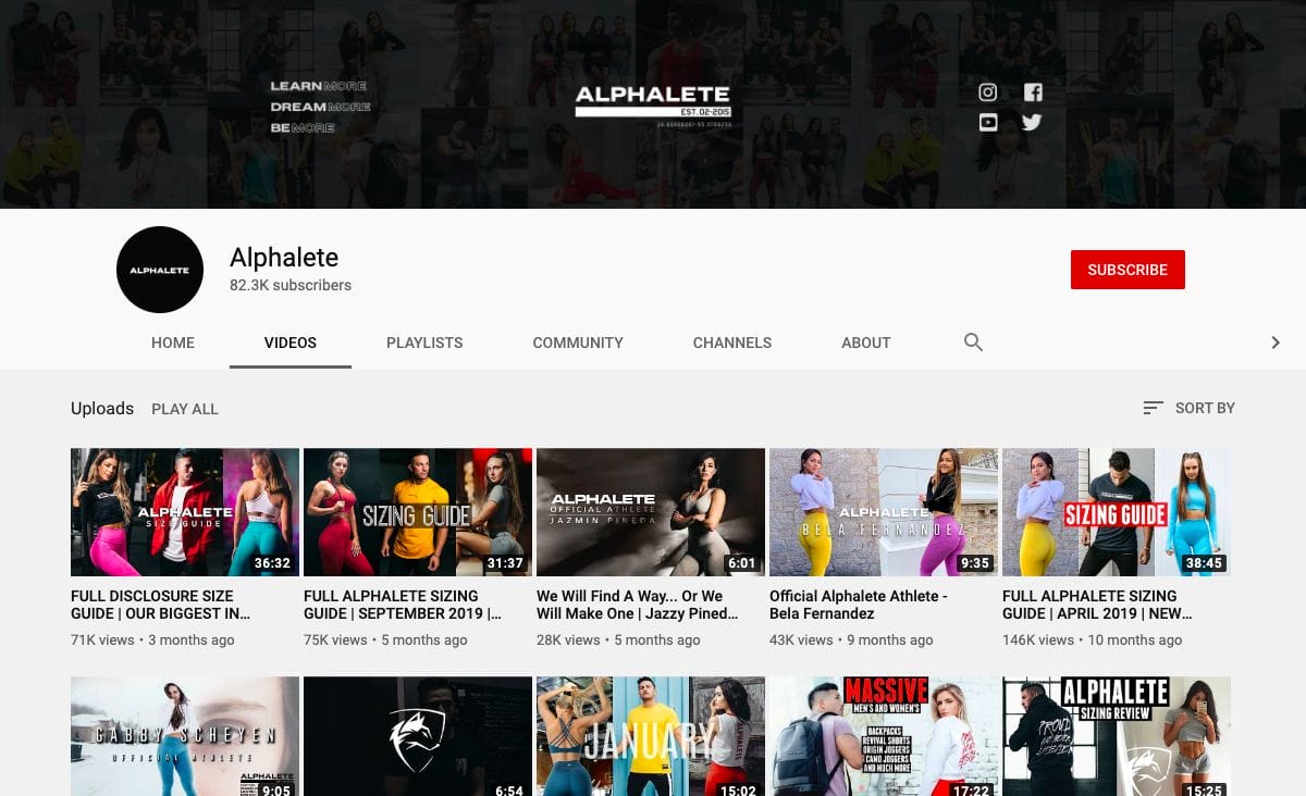 Alphalete Youtube Sports Marketing Strategy Post