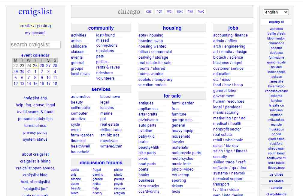 Craiglist website
