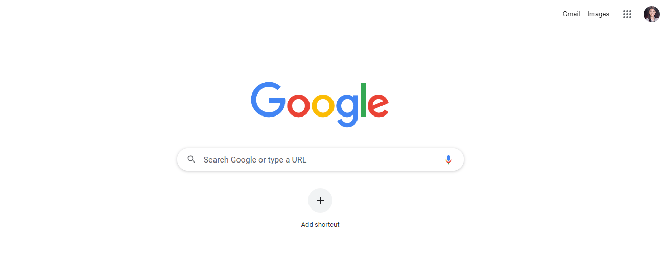 Landing page of google.com