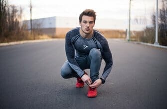 Picture of person wearing gymshark clothing. 
