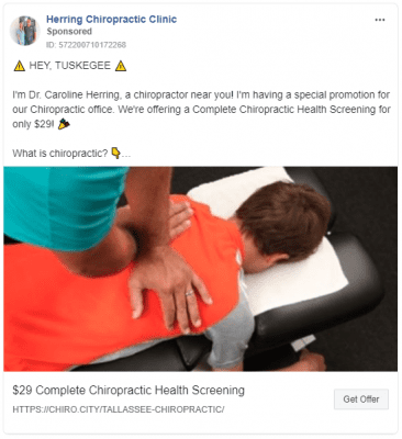 Chiropractic Clinic Ad Offer