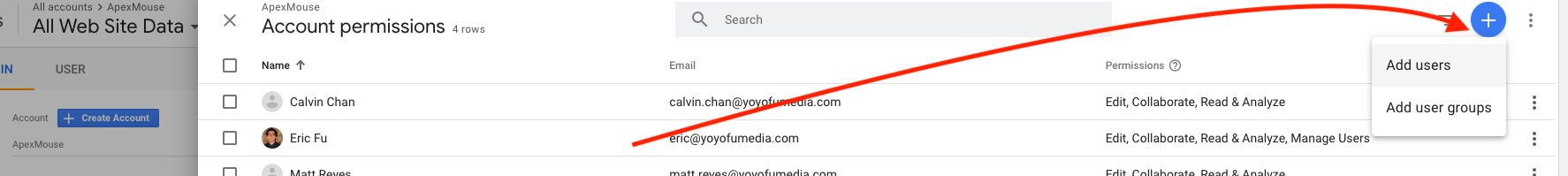 Google Analytics add users