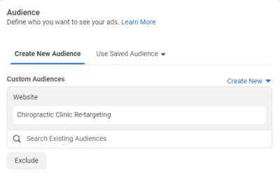 Setting Custom Chiropractic Facebook Ad Audience