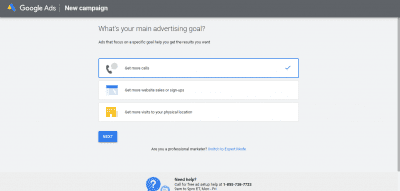 Google ads goal
