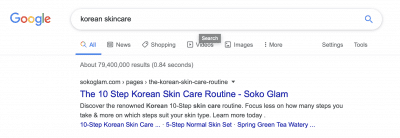 Soko Glam google search result