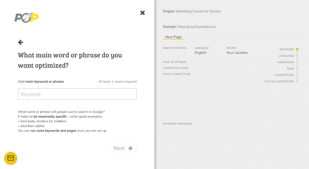 Page Optimizer Pro Target Keyword Selection