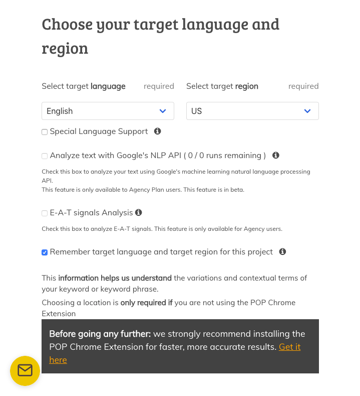 Page Optimizer Pro Target Region and Language