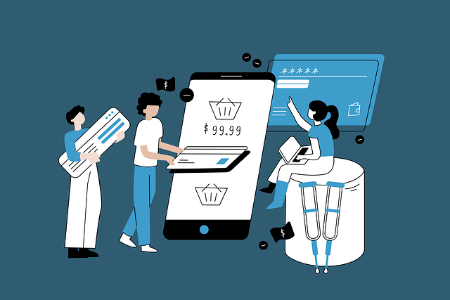 mobile-first approach to commerce depicted with graphics of a tablet and shopping