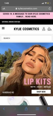kylie cosmetics homepage