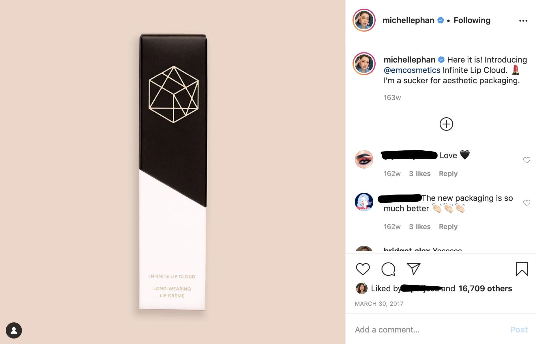 em cosmetics new packaging