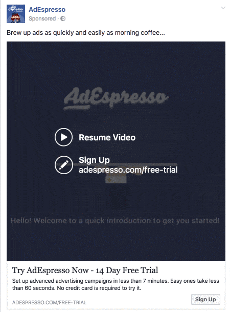 Facebook video ad example