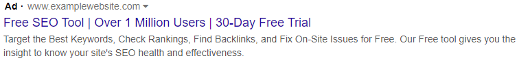 Google Ads ad copy example