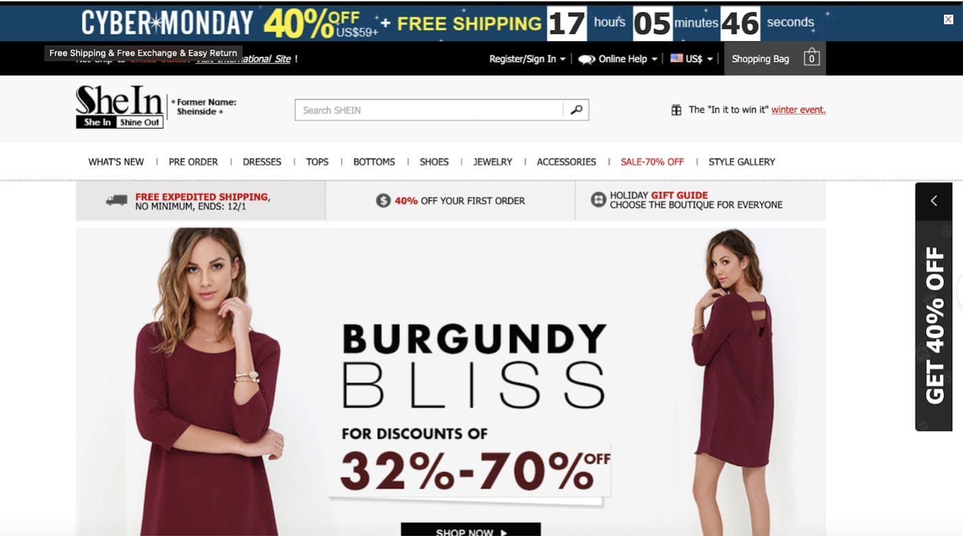 Shein past screenshot