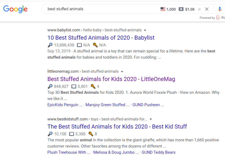 best stuffed animals google results