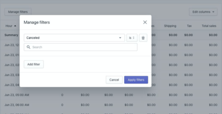 manage filters on Shopify