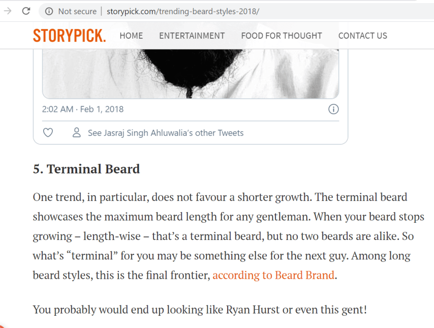 storypick giving a backlink to beardbrand