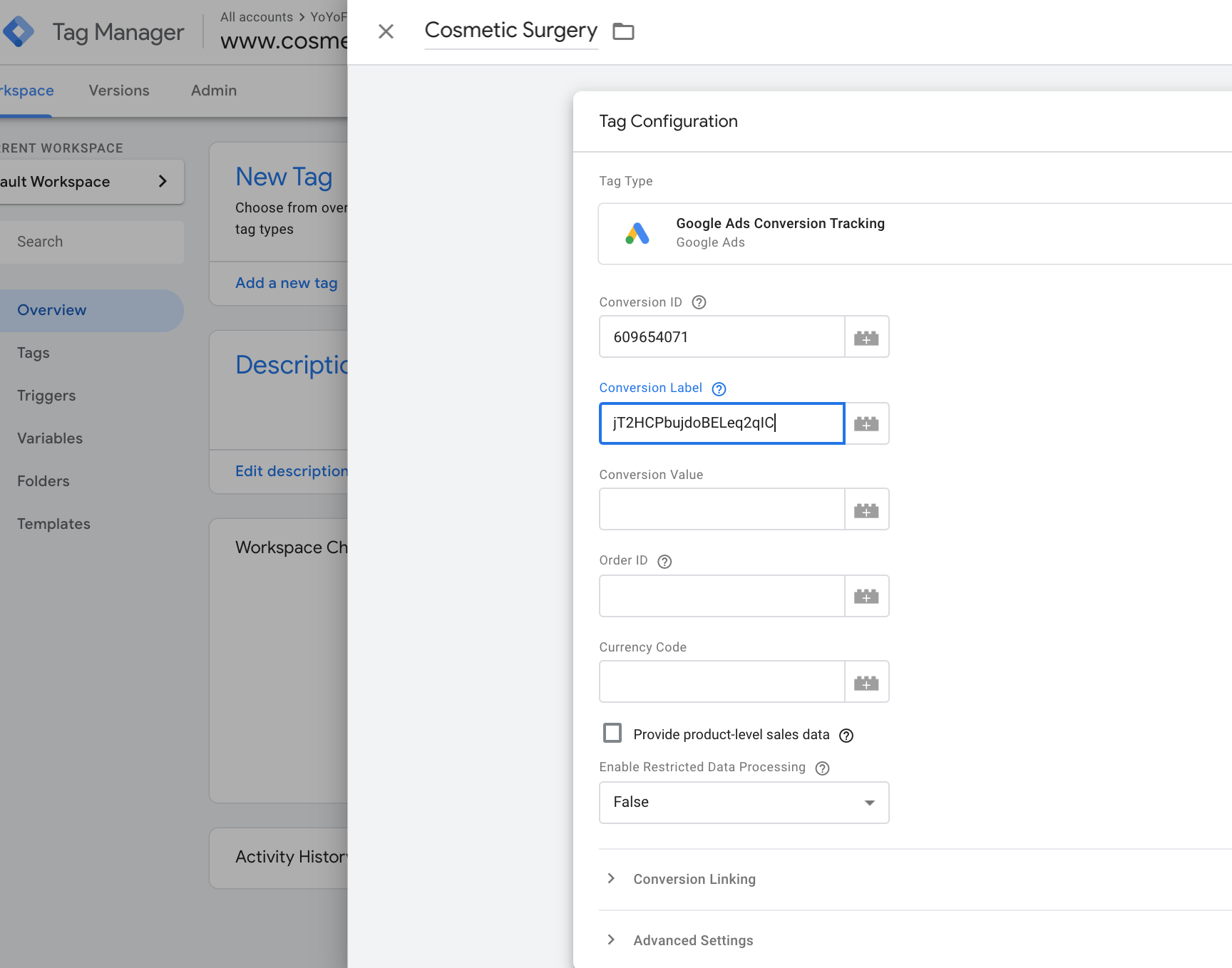 Cosmetic Tag Configuration
