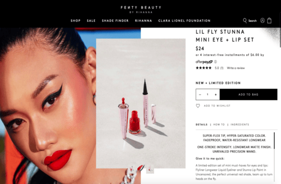 Image example for makeup product page shopify fenty beauty