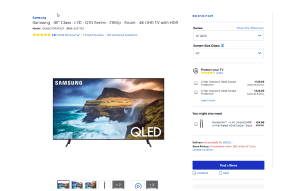 product page seo done right samsung