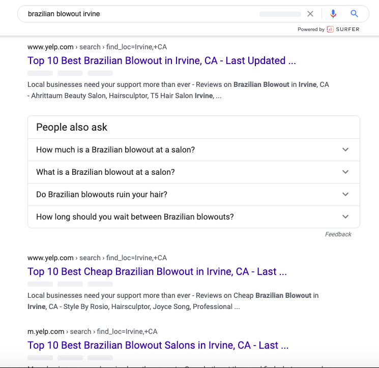 Brazilian Blowout Irvine example for blogging for hair salons