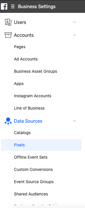 Data Sources, Pixels for Facebook ads