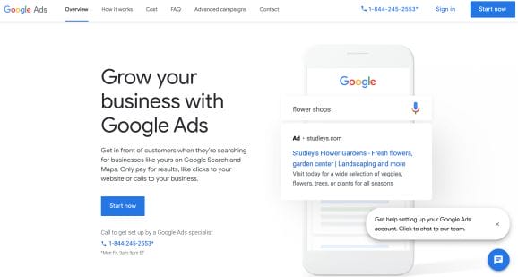 Start Now w/ Google Ads copy