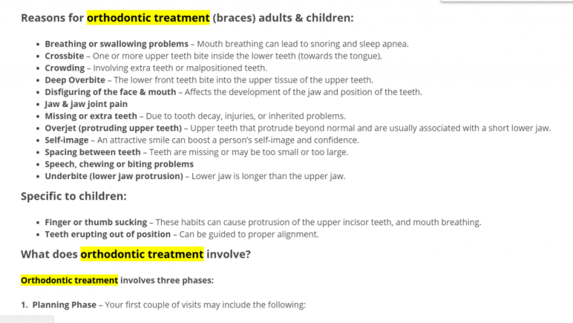 dentist service page example