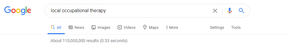 Google results for local occupational therapy