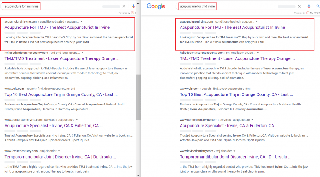 ranking for two keywords