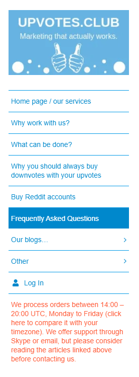 Upvotes club information tabs