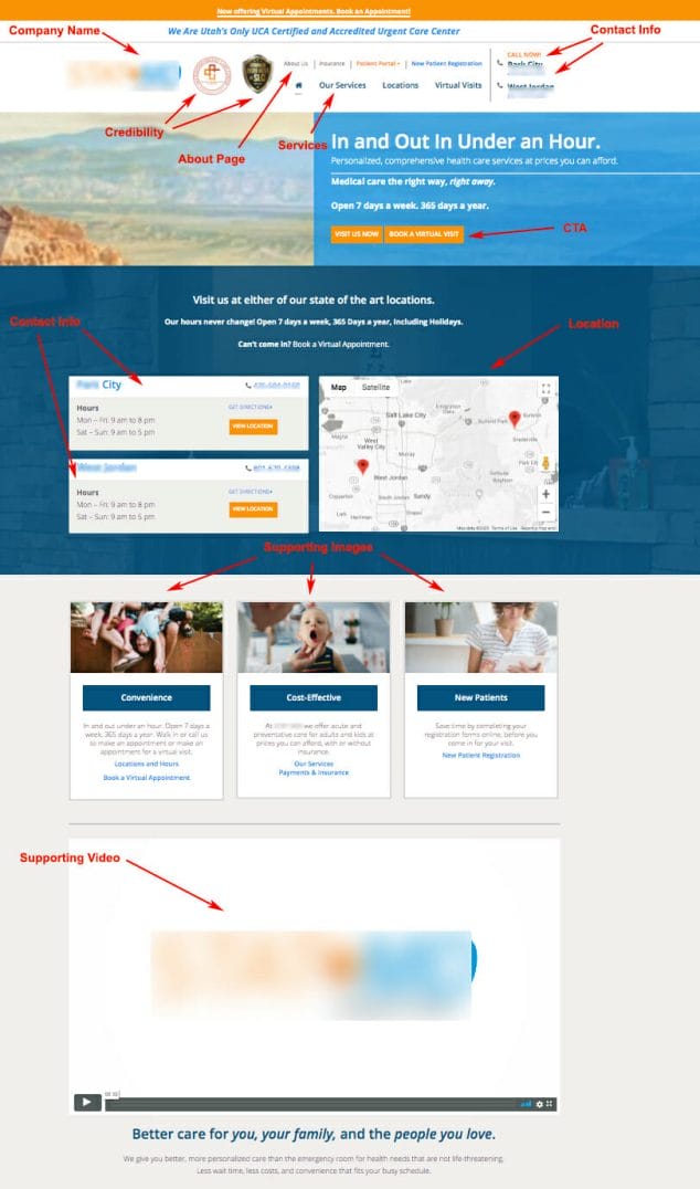 Landing page example for Pediatric
