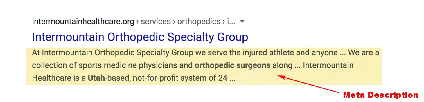 Meta Description Example of good SEO