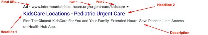 Text Ad example for Peds