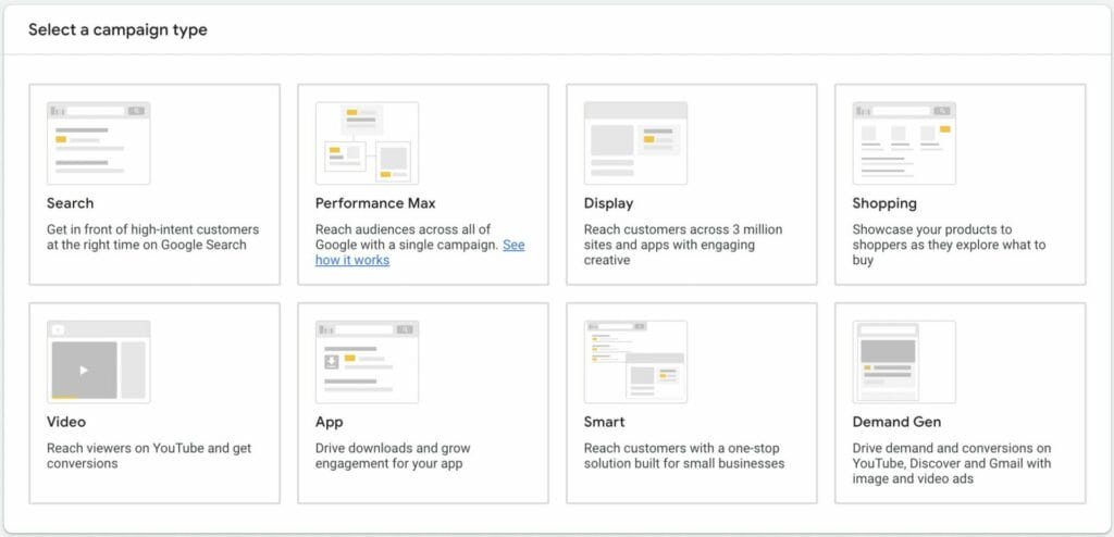 different google ads campaign types for ppc