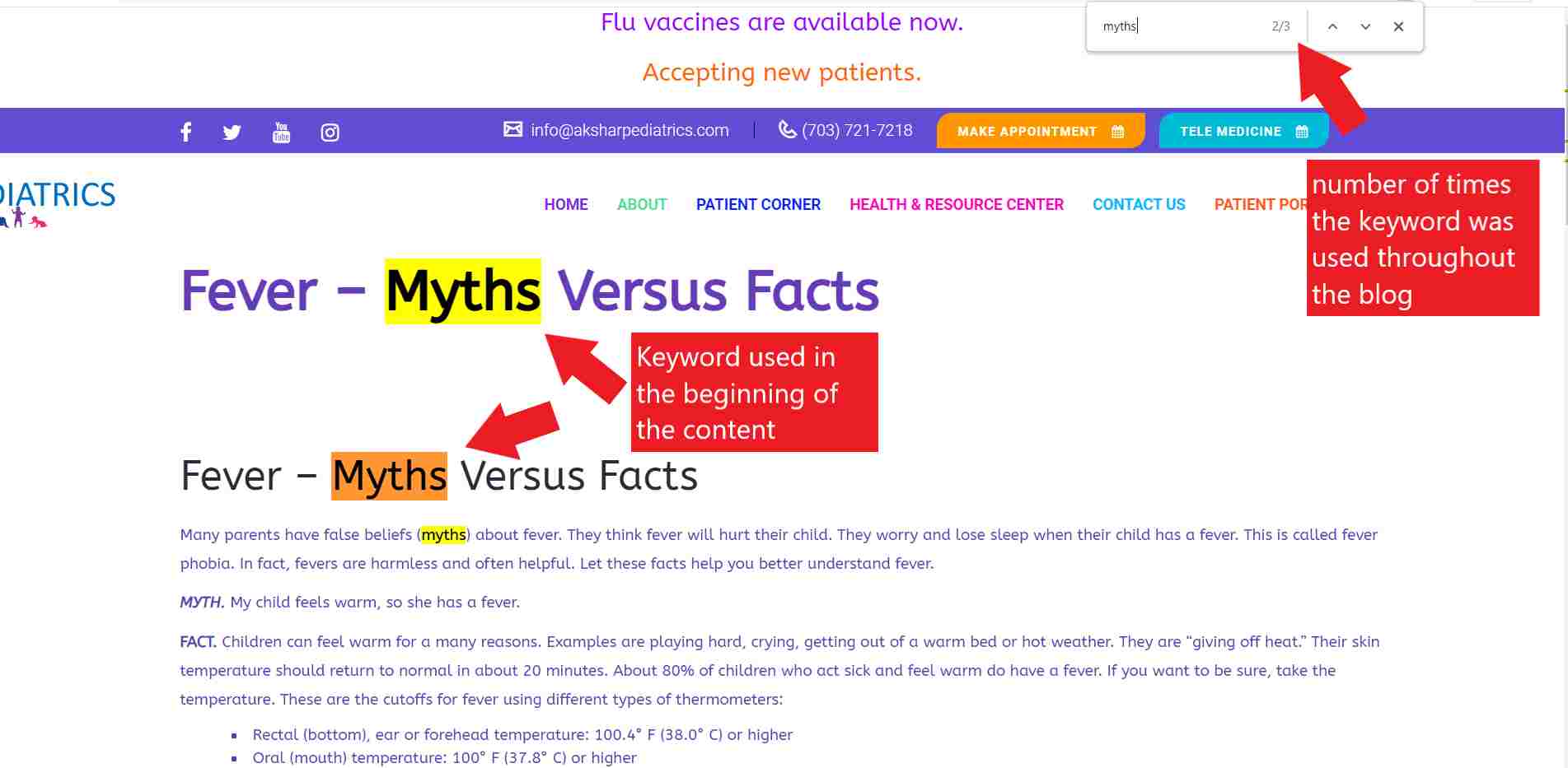 Number of times the word "myth" was used in a pediatric blog