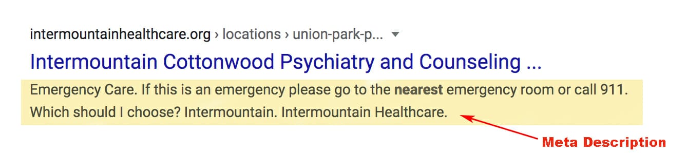 Meta Description example for Good SEO