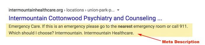 Meta Description example for Good SEO