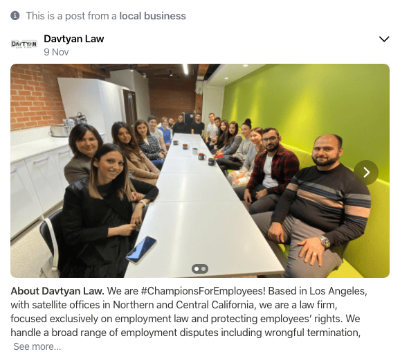 Nextdoor for Business - Law firm example