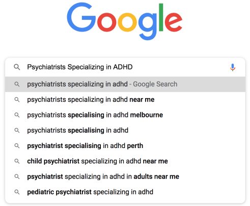 Psychiatrists Specializing in ADHD example for SEO long tail keyword