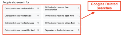 googles related searches - for orthodontist seo