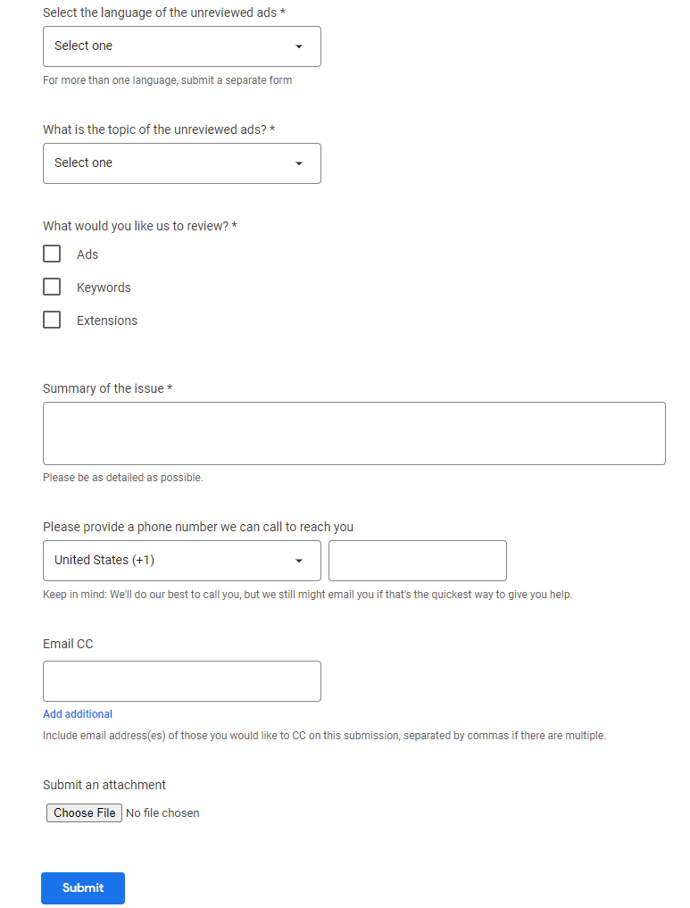 Google Ads Manual Approval