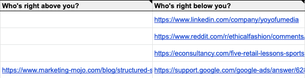 Ranking Above and Below