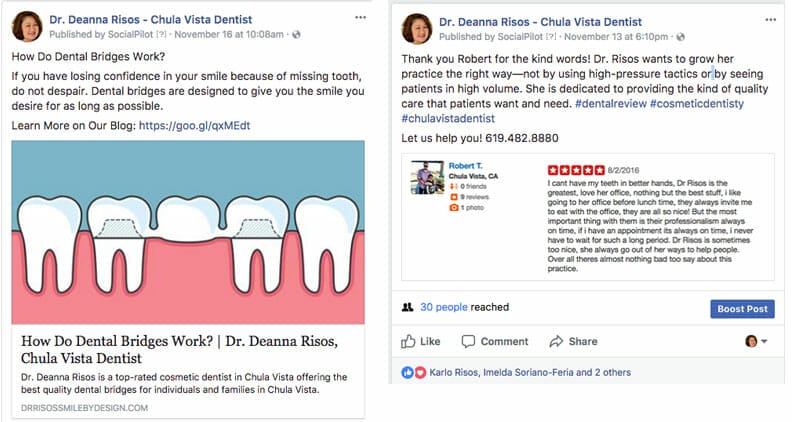 dental social media customer reviews