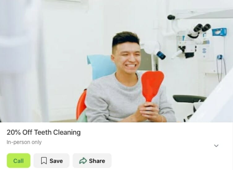 Nextdoor post about dental cleaning promo