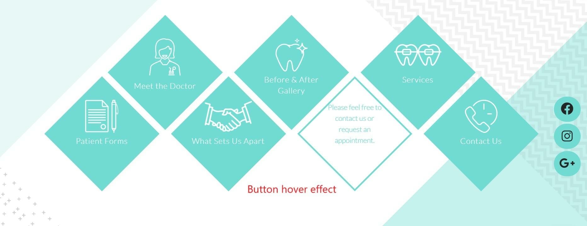 Orthodontist landing page with button hover effect