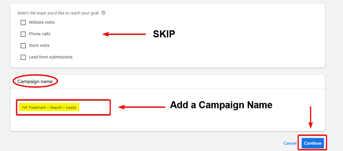 Campaign name field in Google Ads