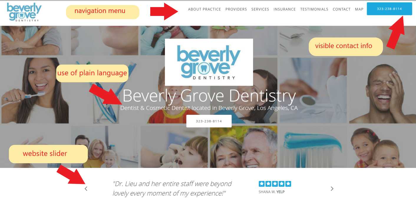 Dental marketing plan website example 1