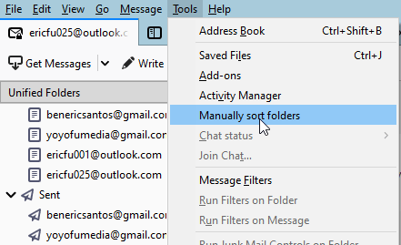where to find manually sort folder